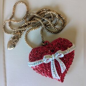 Betsey Johnson Heart Rhinestone Necklace